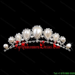 Popular Tiara With Rhinestone and Big Imitation Pearl Decorate