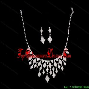 Amazing Rhinestons Alloy Plated Jewelry Set Including Necklace And Earrings