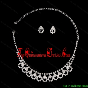 Chic Alloy With Rhinestone Womens Jewelry Set Including Necklace And Earrings