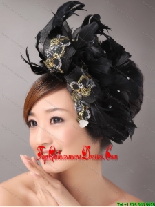 Feathers Over Headpiece and Appliques In Net