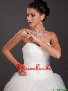 Gorgeous Rhinestone and Imitation Pearl Bridal Jewelry Set Including Necklace With Earrings