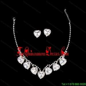 Gorgeous Sweetheart Shaped Rhinestones Wedding Jewelry Set Including Necklace And Earrings