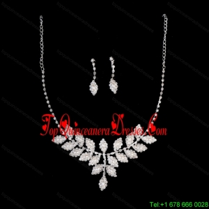 Ivory Pearl Jewelry Set With Rhinestone Including Necklace And Earrings