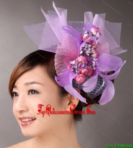Lavender Hand Made Flowers Headpieces Feathers On Sale