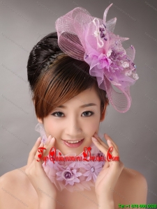 Lavender Headpices With Appliques Decorate On Tull For Prom