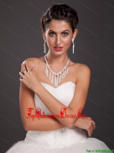 Luxurious Imitation Pearl Rhinestone Ladies Jewelry Set Including Necklace And Earrings