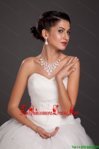 Luxurious Rhinestone Imitation Pearl Ladies Jewelry Set Including Necklace And Earrings