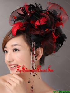 Multi-color Headpices With Feather and Tulle Headpices Rhinestones Decorate