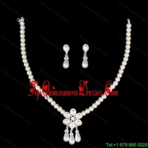 Vintage Style Pearl With Alloy Plated Necklace And Earring Set