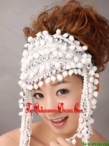 White Inexpensive Fascinator With Special Fabric