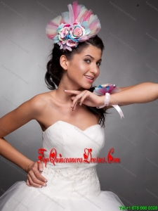 Beautiful Tulle Hand Made Flowers Colorful Headpieces and Wrist Corsage