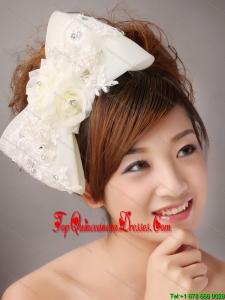 Big Bowknot With Lace and Hand Made Flowers For Brides