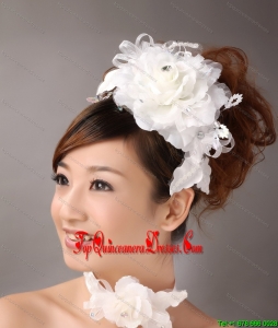 White Exquisite Ribbons Flower Organza Fascinators