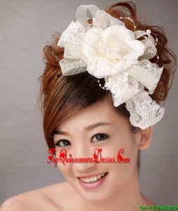 White Imitation Pearls Flower Sweet Tulle Fascinators