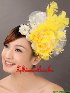 Feather Appliques Yellow Special Occasion Fascinators