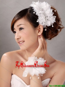 Imitation Pearls With Crystals Women Fascinators/ Hairband And Wrist Corsage