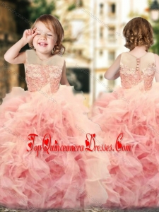 Wonderful Ruffled and Laced New Arrival Kid Pageant Dress with See Through Scoop