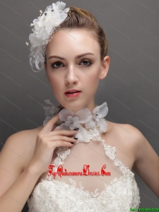 Lovely Net With Rhinestones Adorned Flowers Womens Fascinators Floral Choker Set