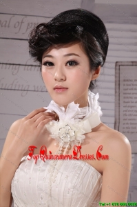 White Chiffon Flower Silk Ribbon Choker Necklace