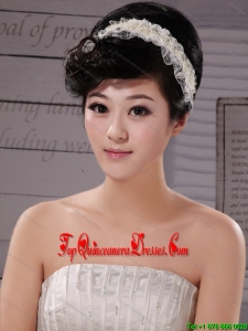 White Imitation Pearls Lace Special Occasion Fascinators