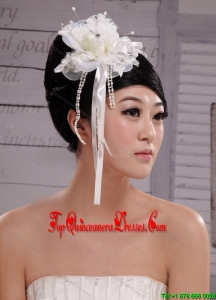 2013 Headpieces Girl White Pearl Flower Bud Silk Hair Hoop