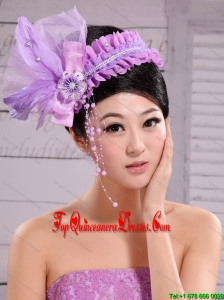 Lavender Headpiece For Party Pearl Feathers