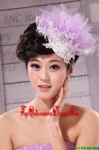 New Headpieces Rhinestone Lavender Net Beading For Party