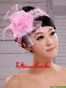 Palace Princess Korean Headdress Flower Net With Pearls and Feather