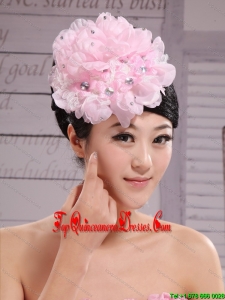 Pink Chiffon Beading Bud Silk Fascinators For Wedding