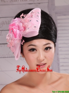 Baby Pink Lace and Rhinestones Decorate Elegant Headpieces For Party