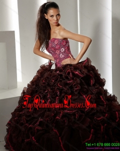2015 Modest Multi Color Quinceanera Gowns with Ruffles and Appliques