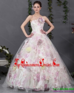 2015 Puffy Multi Color Quinceanera Gowns with Hand Made Flowers