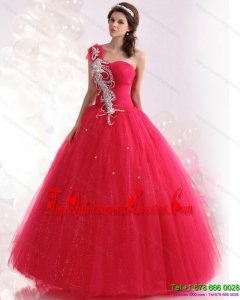 Pretty One Shoulder Dresses for a Quinceanera with Beading for 2015
