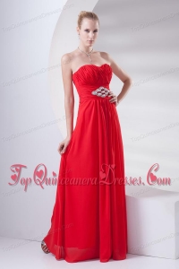 Empire Wine Red Sweetheart Beading Dama Dress for Quinceanera with Chiffon