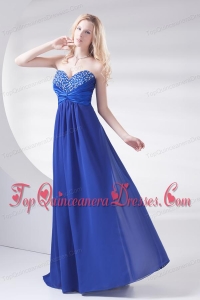 Royal Blue Sweetheart Beading and Ruching Dama Dresses with Long