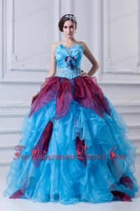 2014 Discount Ball Gown Strapless Beading Ruffles and Appliques Multi-Color Quinceanera Dress