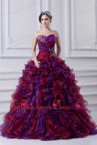 2014 Multi-color Sweetheart Ball Gown Beading Quinceanera Dress with Ruffles