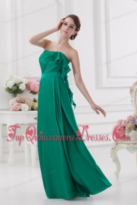2014 Strapless Ruching Sea Green Floor-length Taffeta Dresses for Dama
