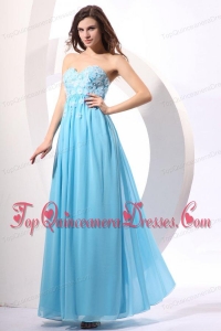 Aqua Blue Empire Sweetheart Floor-length Appliques Dresses for Dama for 2014