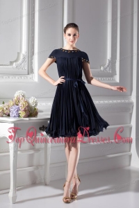 Bateau Knee-length A-line Cap Sleeves Dresses for Dama