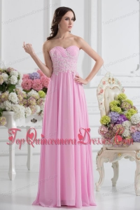 Empire Sweetheart Appliques Dama Dresses in Baby Pink
