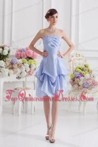 Lavender Strapless Short Taffeta Dresses for Dama with Bowknot