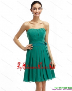 Fashionable Strapless Ruching and Sash 2015 Short Damas Dresses in Turquosie