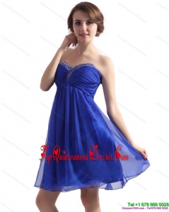 Fashionable Sweetheart Ruffled Blue 2015 Damas Dresses with Beading