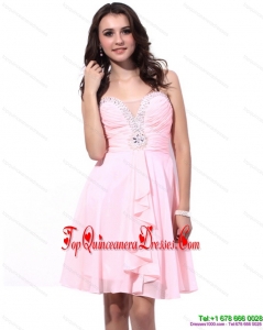 Fashional Baby Pink Damas Dresses with Beading and Ruching