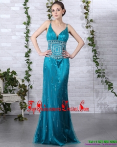 Gorgeous Beading Prom Dresses with Brush Train and Spaghetti Straps