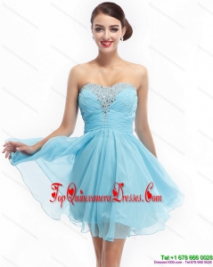 Gorgeous Ruching Strapless Beading Short Prom Dresses for 2015