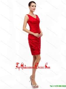 2015 Gorgeous Mini Length Red Prom Dresses with Ruching