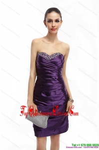 Fashionable Sweetheart Mini Length Damas Dresses with Ruching and Beading