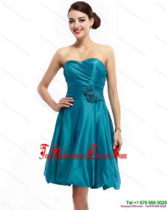 Gorgeous Ruching Sweetheart Prom Dresses with Hand Made Flowers